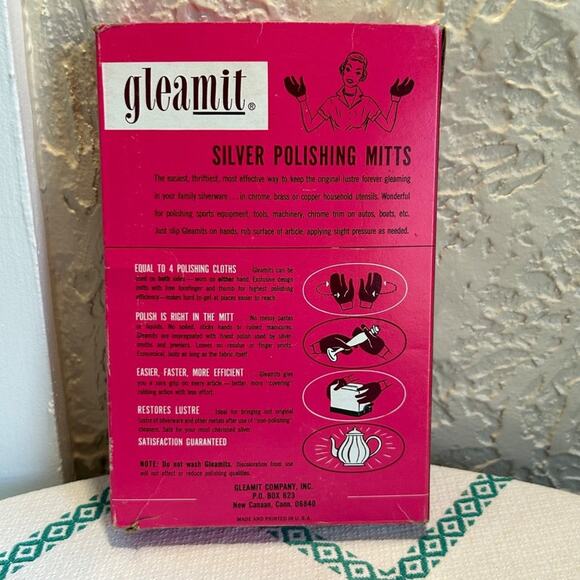Vintage Gleamit Silver Polishing Mitts in Original Box Used Condition - Picture 12 of 12